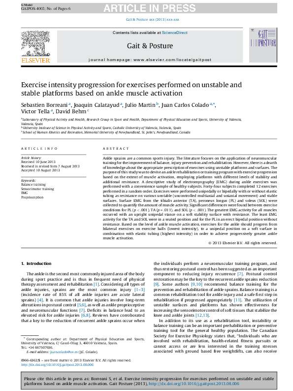 (PDF) Exercise intensity progression for exercises performed on ...