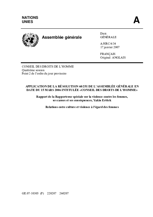 (PDF) Report of the Special Rapporteur on Violence against Women, Its ...