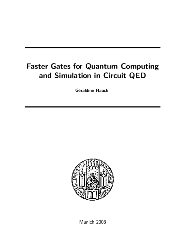 (PDF) Faster Gates for Quantum Computing and Simulation in Circuit QED