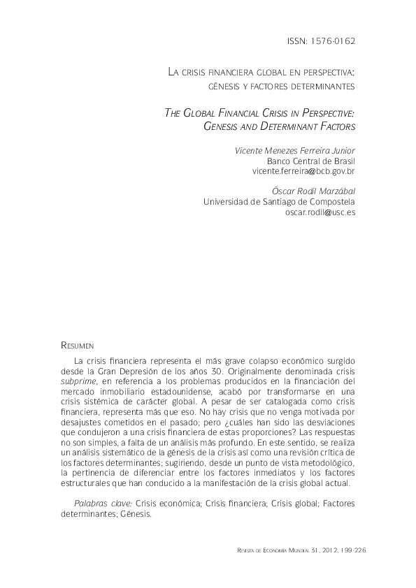 (PDF) La crisis financiera global en perspectivas