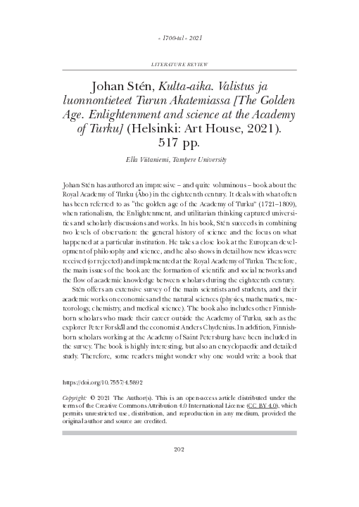 (PDF) Johan Stén, Kulta-aika. Valistus ja luonnontieteet Turun ...