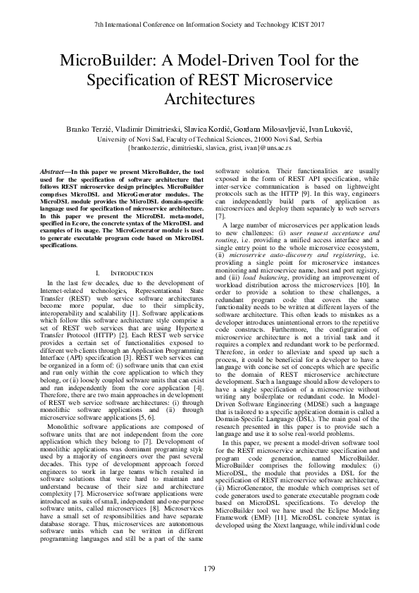 (PDF) MicroBuilder: A Model-Driven Tool for the Specification of REST ...