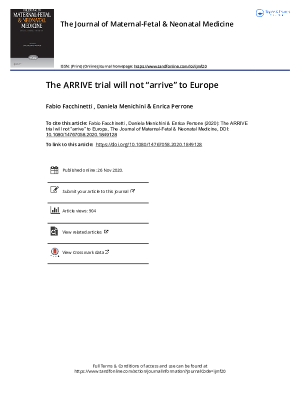 (PDF) The ARRIVE trial will not “arrive” to Europe