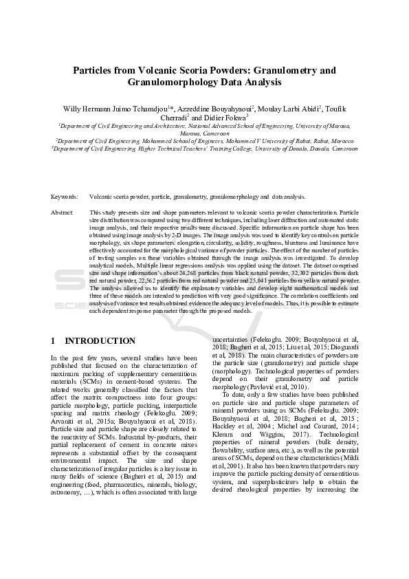 (PDF) Particles from Volcanic Scoria Powders: Granulometry and ...