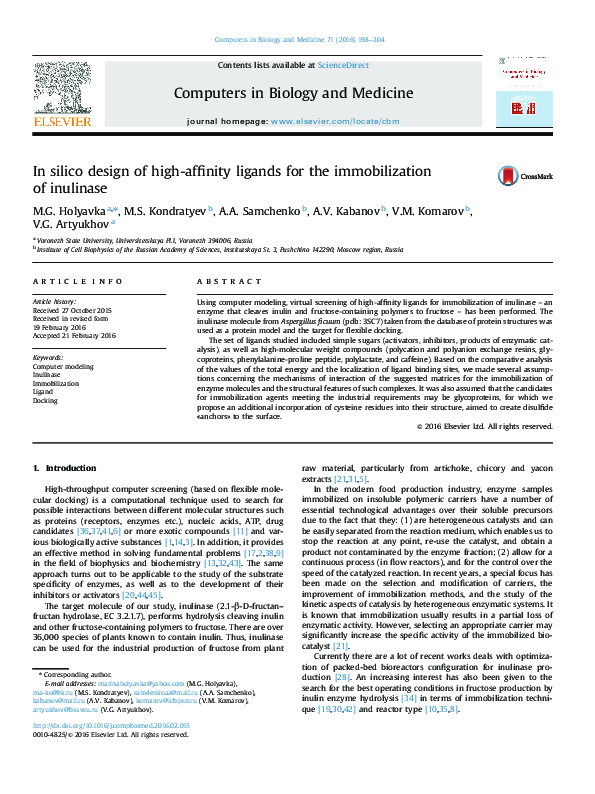 (PDF) In silico design of high-affinity ligands for the immobilization ...