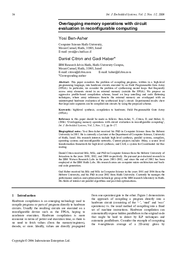(PDF) Overlapping memory operations with circuit evaluation in ...