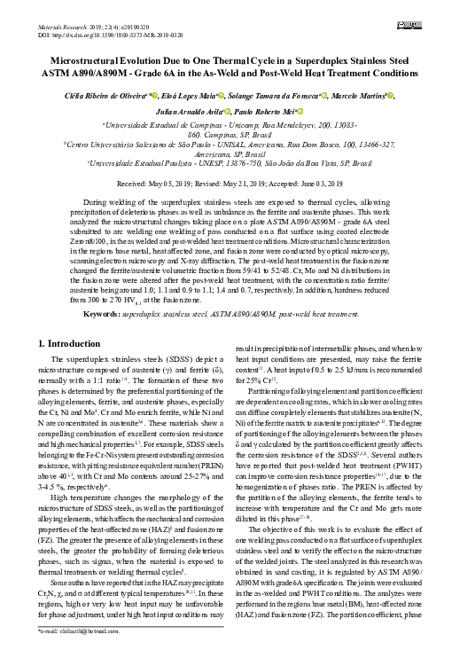 (PDF) Microstructural Evolution Due to One Thermal Cycle in a ...