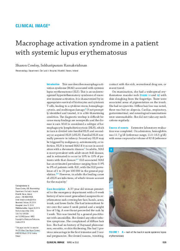 (PDF) Macrophage activation syndrome in a patient with systemic lupus ...