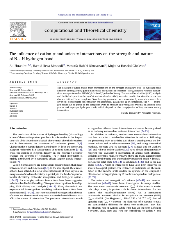 (PDF) The influence of cation–π and anion–π interactions on some NMR ...