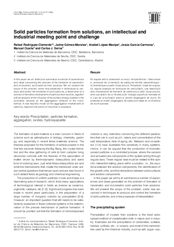 (PDF) Solid particles formation from solutions, an intellectual and ...