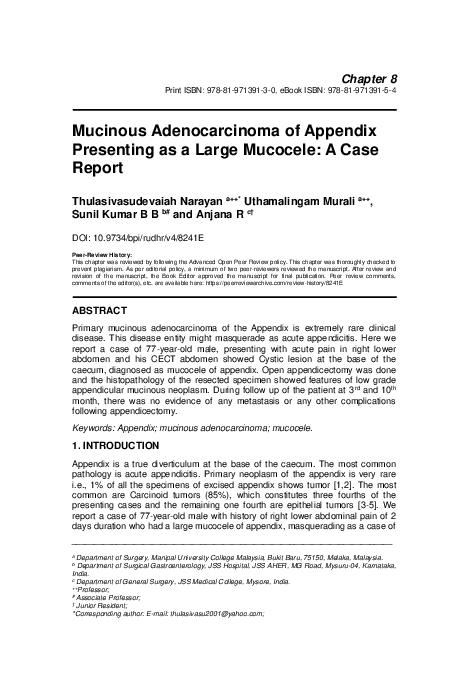 (PDF) Mucinous Adenocarcinoma of Appendix Presenting as a Large ...
