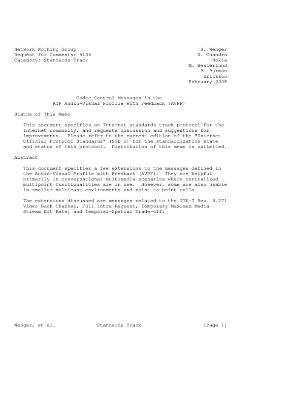 (PDF) Codec Control Messages in the RTP Audio-Visual Profile with ...
