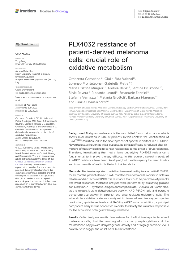 (PDF) PLX4032 resistance of patient-derived melanoma cells: crucial ...