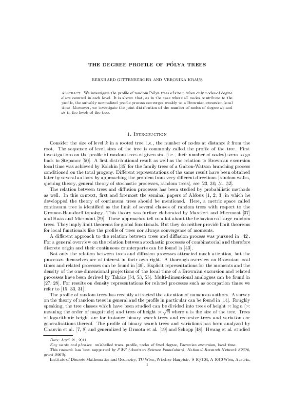 (PDF) The degree profile of random Pólya trees