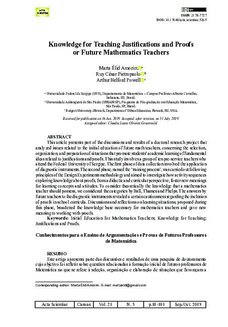 (PDF) Knowledge for teaching justifications and proofs for future ...