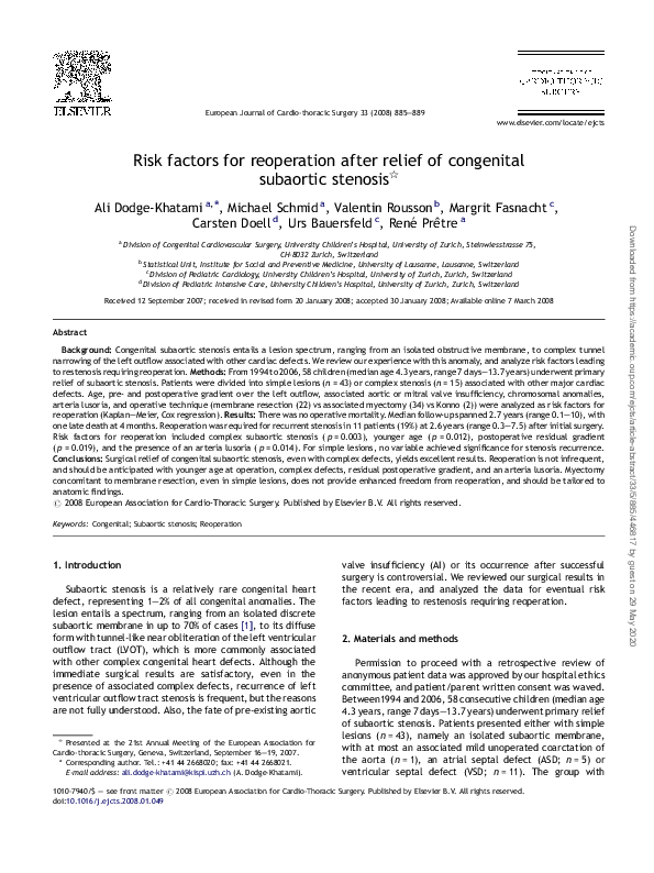 (PDF) Risk factors for reoperation after relief of congenital subaortic ...
