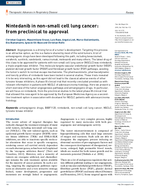 (PDF) Nintedanib in non-small cell lung cancer: from preclinical to ...