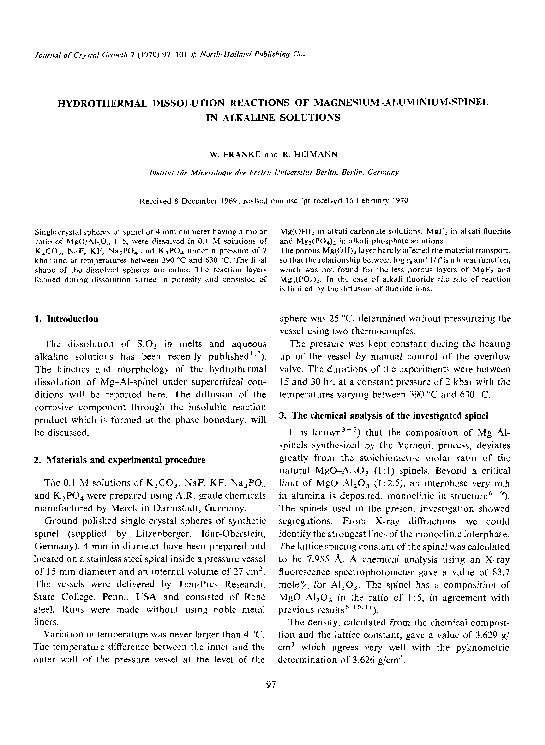 (PDF) Hydrothermal dissolution reactions of magnesium-aluminium-spinel ...