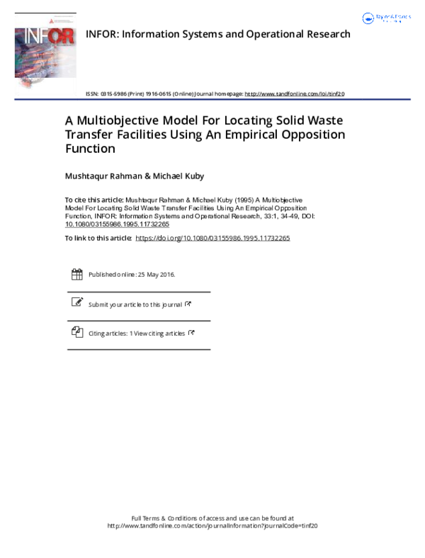 (PDF) A Multiobjective Model For Locating Solid Waste Transfer ...
