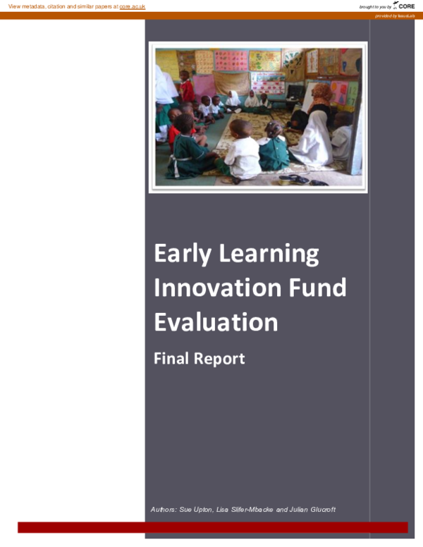 (PDF) Early Learning Innovation Fund Evaluation Final Report
