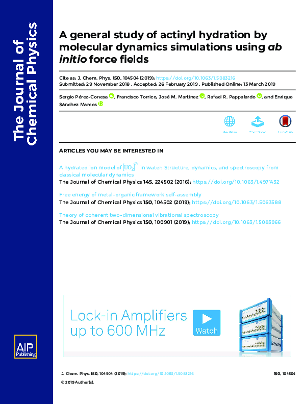 (PDF) A general study of actinyl hydration by molecular dynamics ...