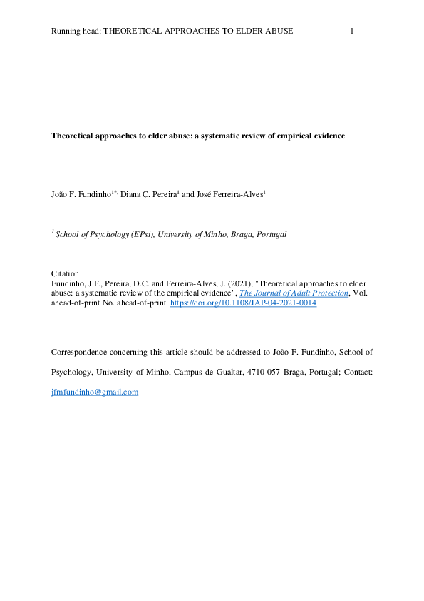 (PDF) Theoretical approaches to elder abuse: a systematic review of the ...