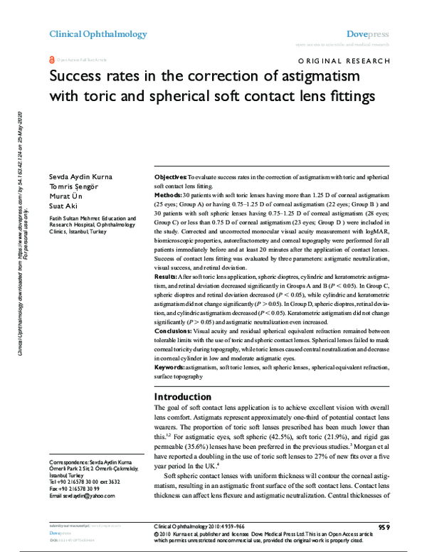 (PDF) Success rates in the correction of astigmatism with toric and ...