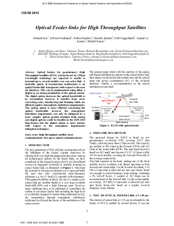 Optical feeder links for high throughput satellites
