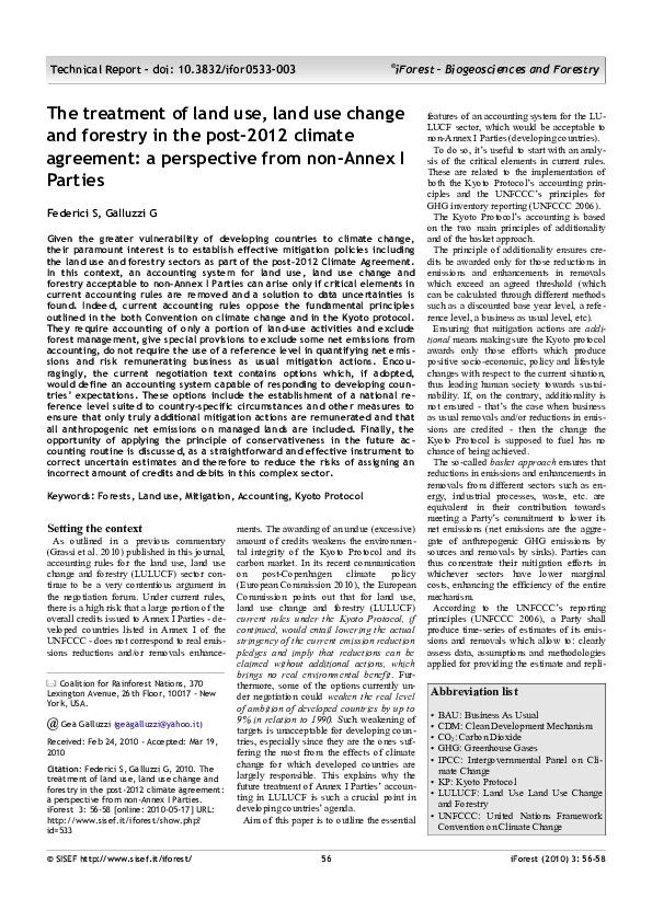 (PDF) The treatment of land use, land use change and forestry in the ...