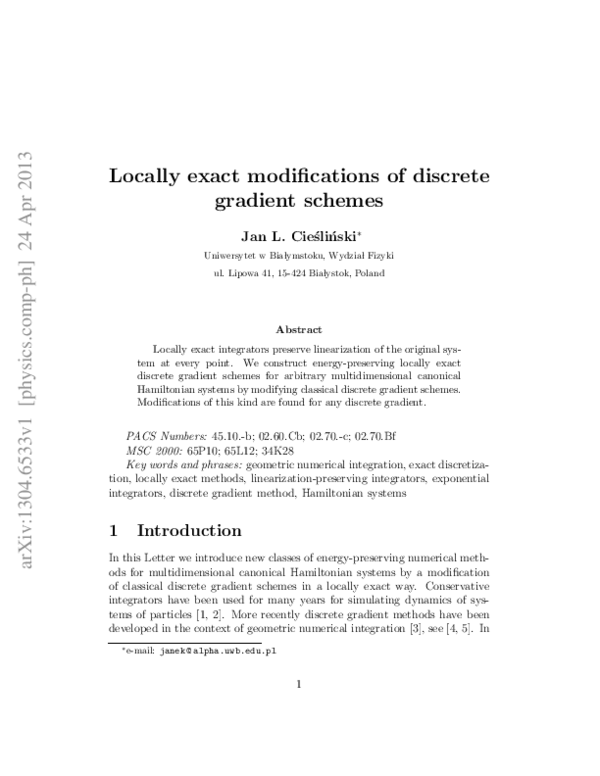 (PDF) Locally exact modifications of discrete gradient schemes
