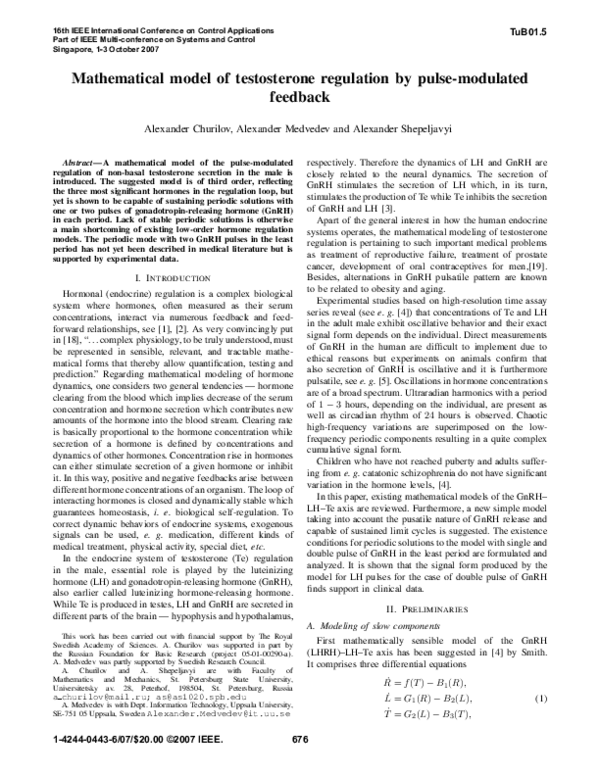 (PDF) Mathematical model of testosterone regulation by pulse-modulated ...