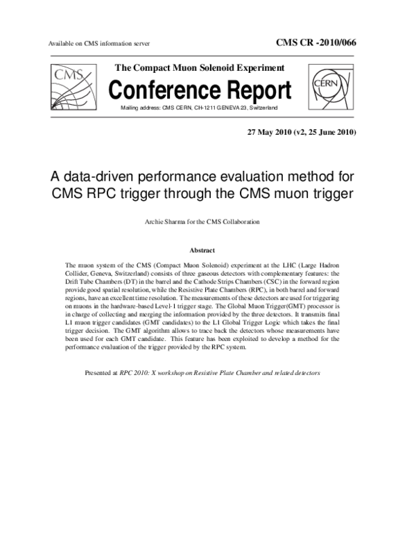 (PDF) A data-driven performance evaluation method for CMS RPC trigger ...
