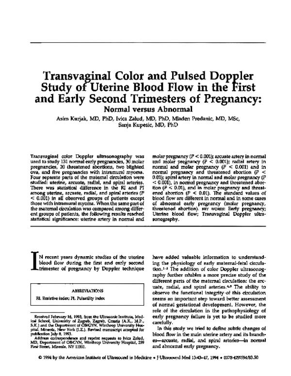 (PDF) Transvaginal color and pulsed Doppler study of uterine blood flow ...