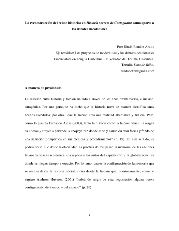 (PDF) La reconstrucción del relato histórico en Historia secreta de ...