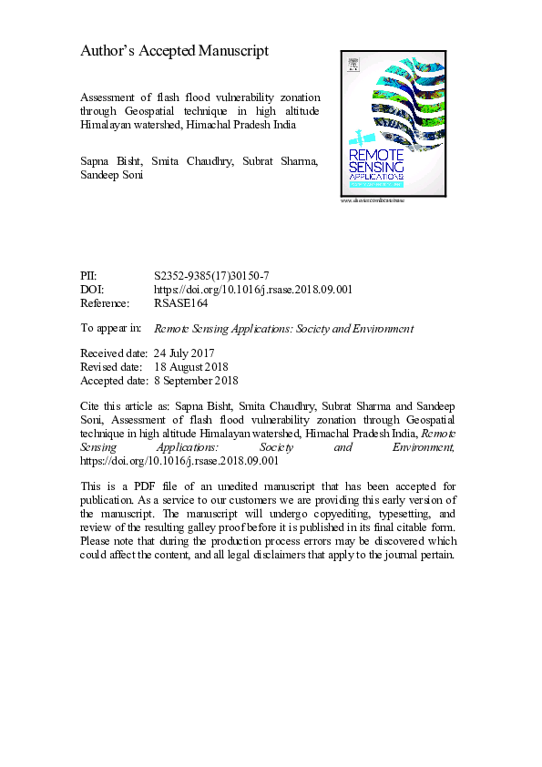 (PDF) Assessment of flash flood vulnerability zonation through ...