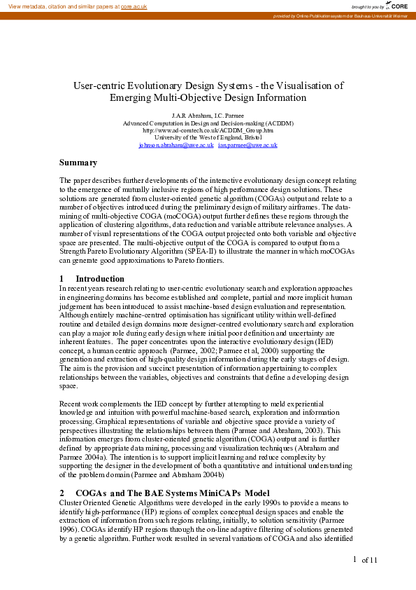 (PDF) User-centric Evolutionary Design Systems - the Visualisation of ...