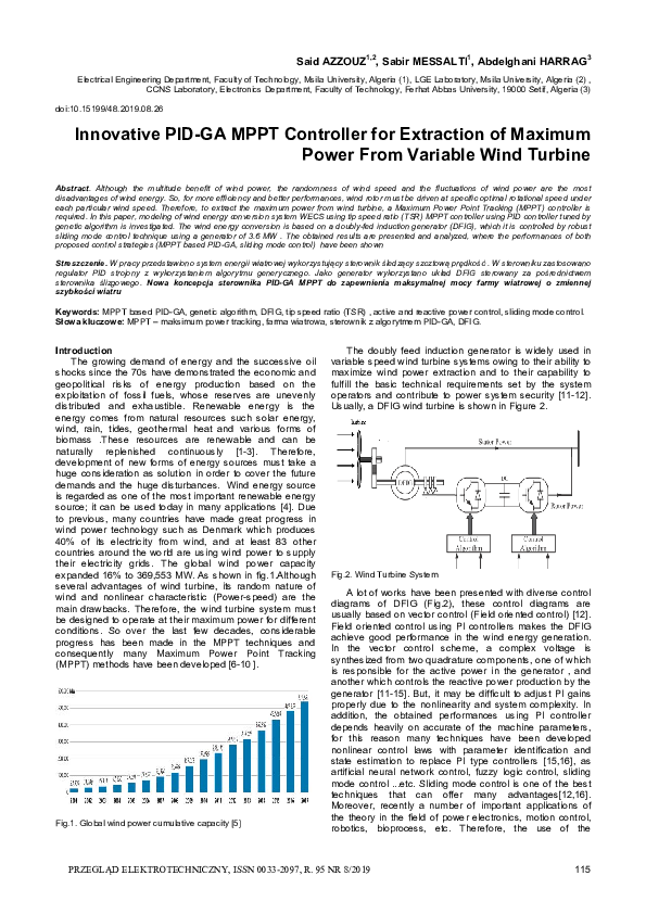 (PDF) Innovative PID-GA MPPT Controller for Extraction of Maximum Power ...