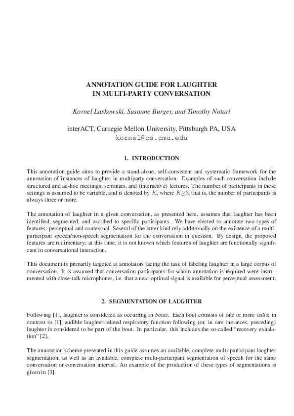 (PDF) Annotation guide for laughter in multi-party conversation