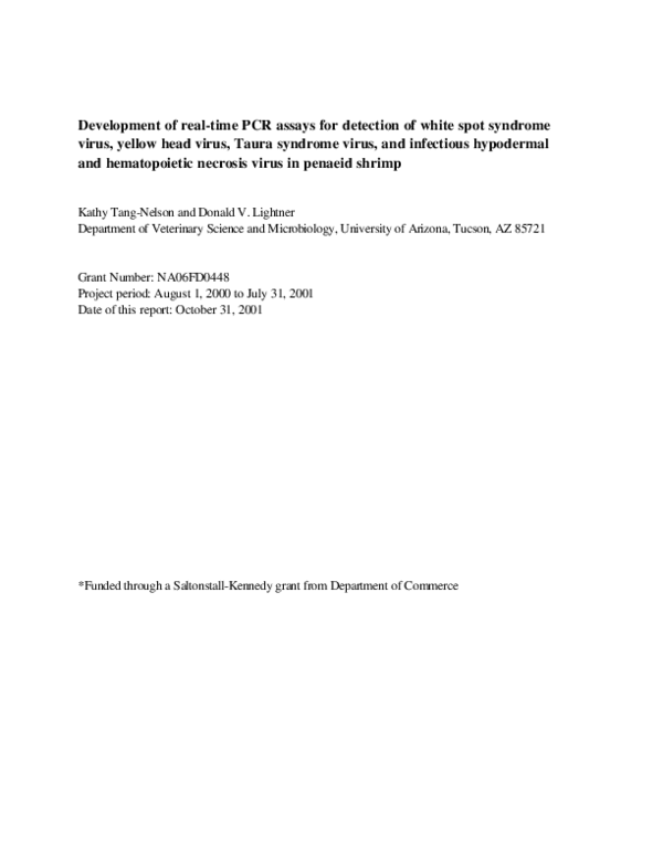 (PDF) Development of Real-Time PCR Assays for Detection and ...