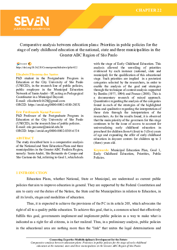 (PDF) Comparative analysis between education plans: Priorities in ...