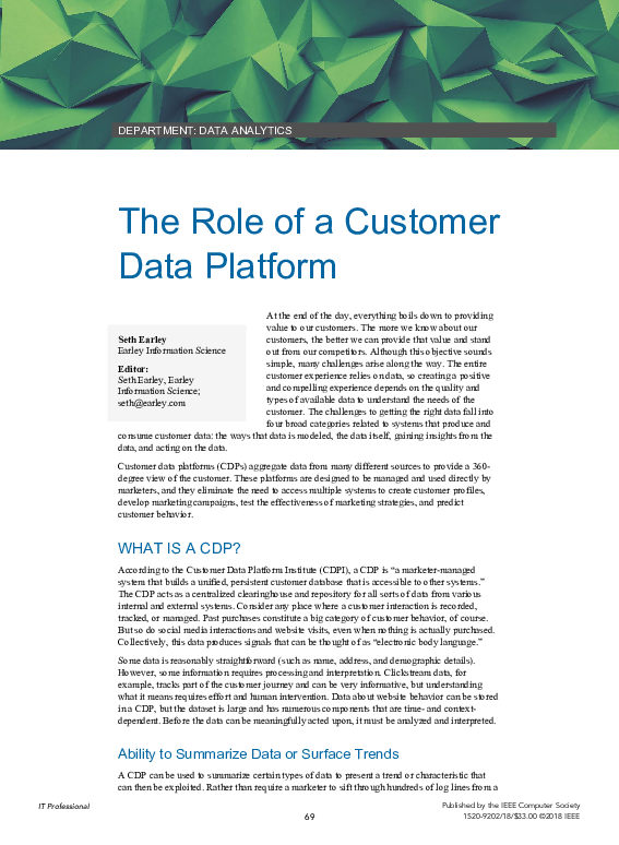 (PDF) The Role of a Customer Data Platform