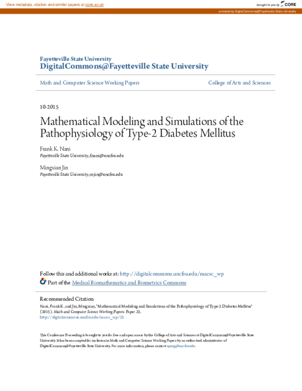 (PDF) Mathematical modeling and simulations of the pathophysiology of ...