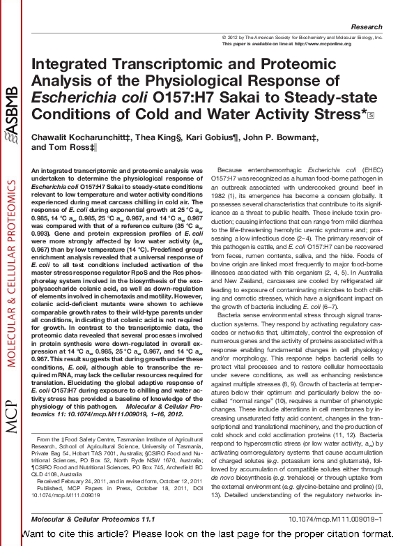 (PDF) Integrated Transcriptomic and Proteomic Analysis of the ...