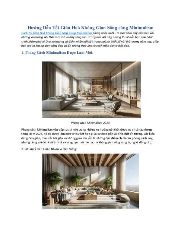 (DOC) Cách Tối Giản Hoá Không Gian Sống Cùng Minimalism