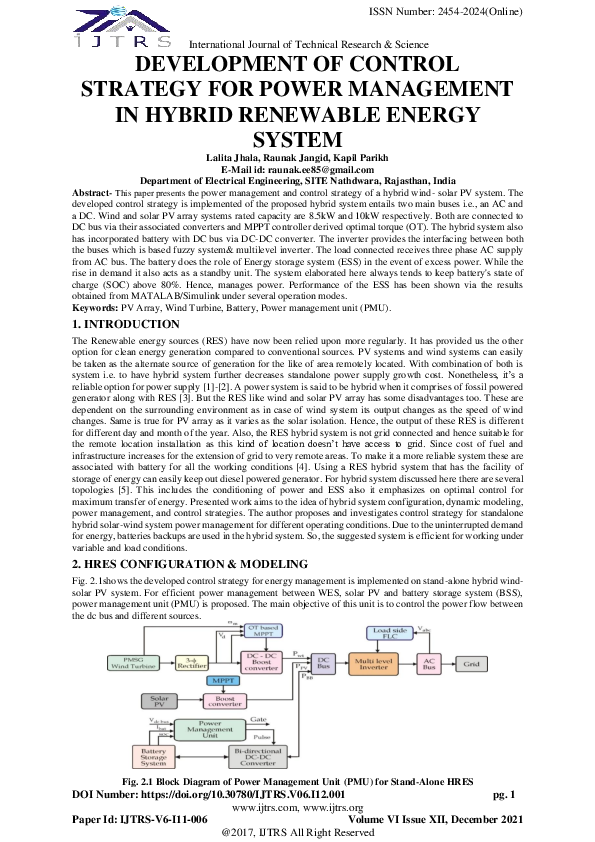 (PDF) Development of Control Strategy for Power Management in Hybrid ...