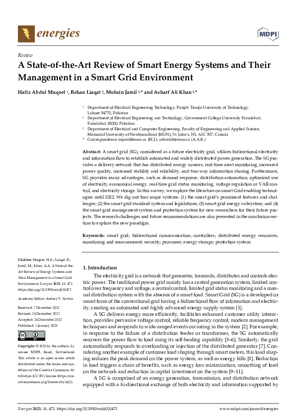 (PDF) A State-of-the-Art Review of Smart Energy Systems and Their ...