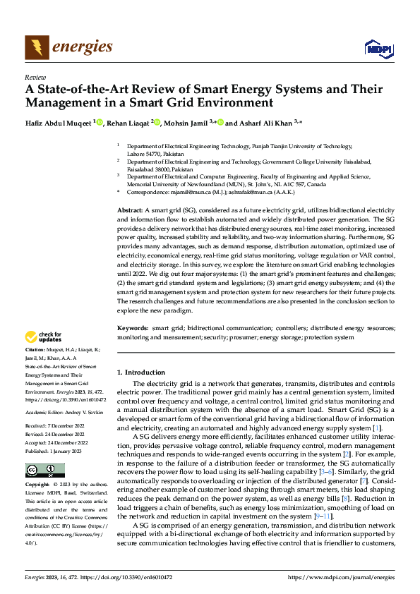 (PDF) A State-of-the-Art Review of Smart Energy Systems and Their ...