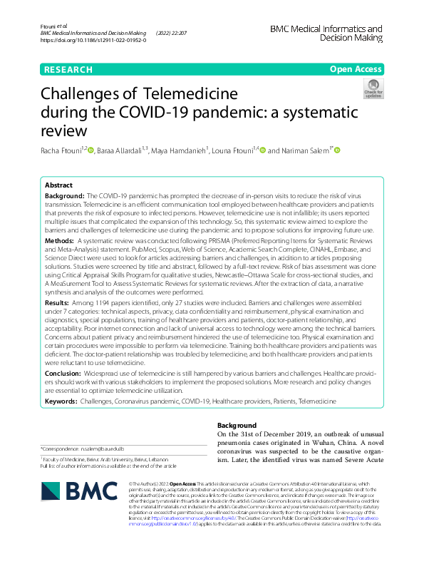 (PDF) Challenges of Telemedicine during the COVID-19 pandemic: a ...