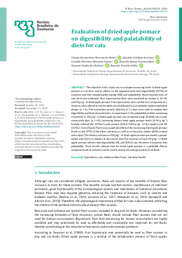 (PDF) Evaluation of dried apple pomace on digestibility and ...