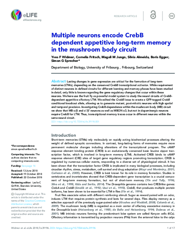 (PDF) Multiple neurons encode CrebB dependent appetitive long-term ...